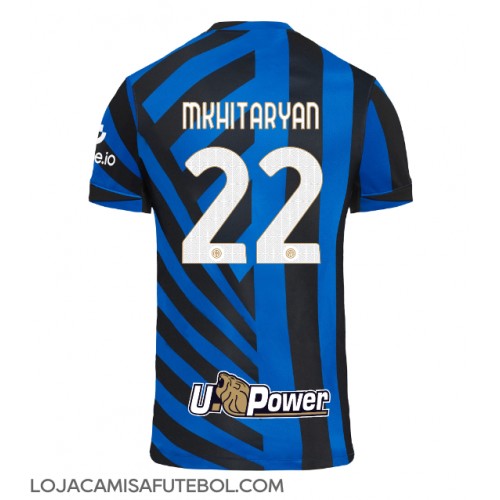 Camisa de Futebol Inter Milan Henrikh Mkhitaryan #22 Equipamento Principal 2024-25 Manga Curta